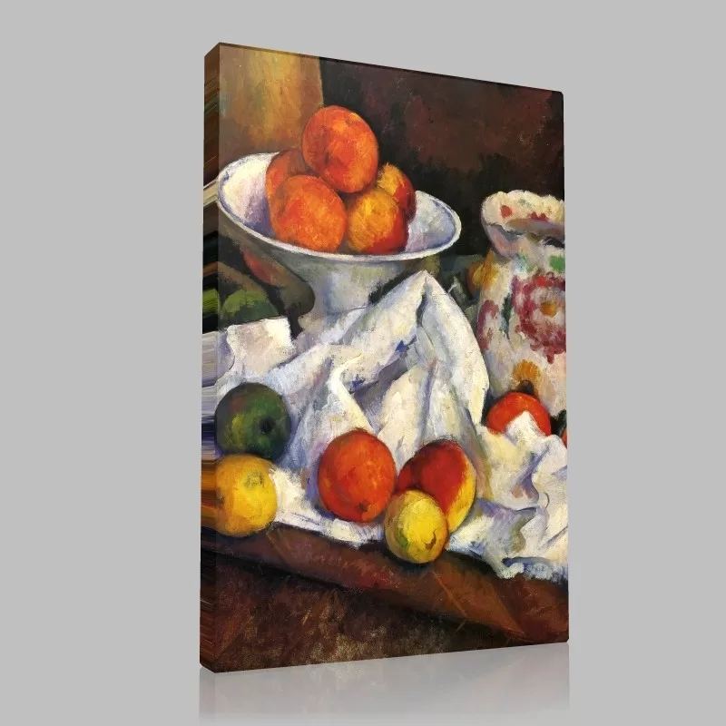 Paul Cezanne-Still life (fruits, jug, fruit dish) Detail Tablo